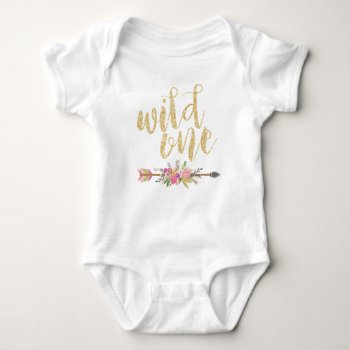 Wild One First Birthday Baby Girl Birthday Outfit Baby Bodysuit by LiviLouDesigns at Zazzle