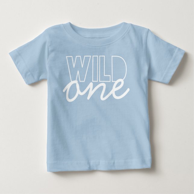 Wild One First Birthday Baby T-shirt in Navy (Front)