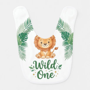 Wild One First Birthday Boy girl Lion King Crown Baby Bib