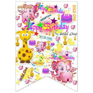 Wild One First Birthday Bunting Banner