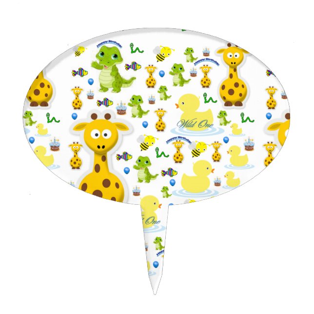 Wild One First Birthday Cake Pick (Front)