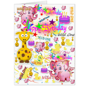 Wild One First Birthday Card, Large Birthday Card
