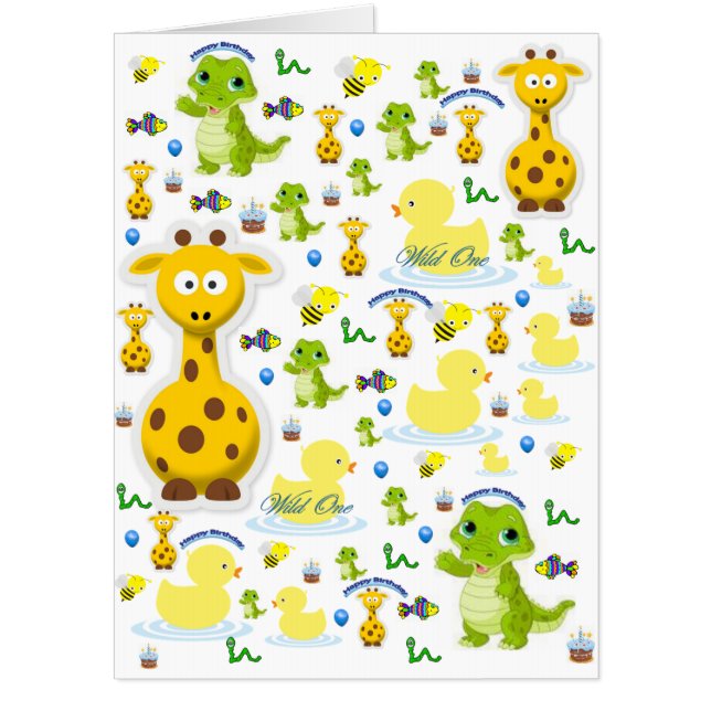 Wild One First Birthday Card, Large Birthday Card (Front)