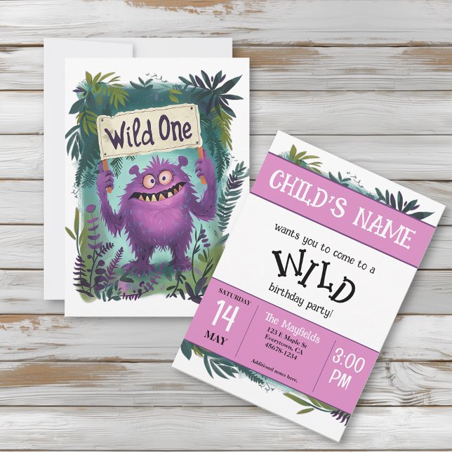 Wild One First Birthday – Cute Monster  Invitation (Creator Uploaded)