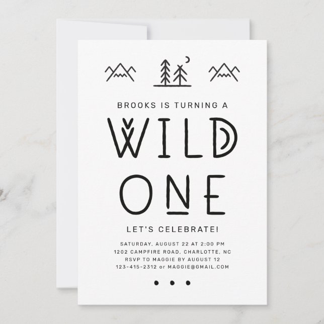 Wild One First Birthday Invitation (Front)