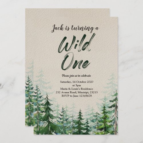 Wild One first birthday invitation card