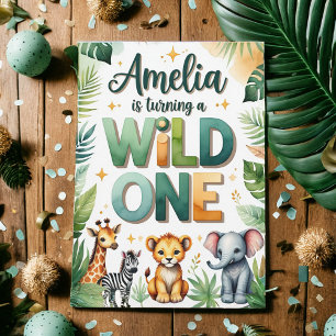 Wild One First Birthday Invitation Card Amelia