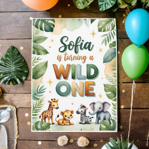 Wild One First Birthday Invitation Card Sofia