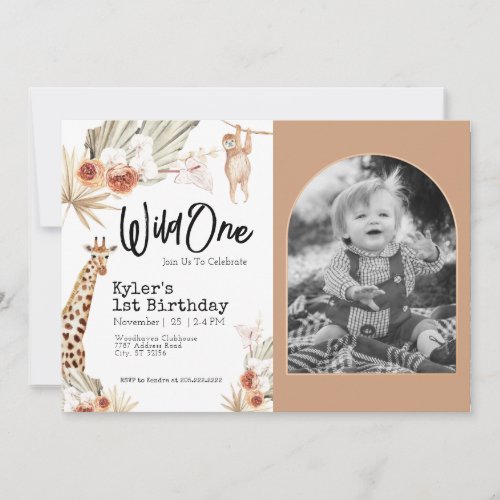 Wild One First Birthday Invitation With Photo