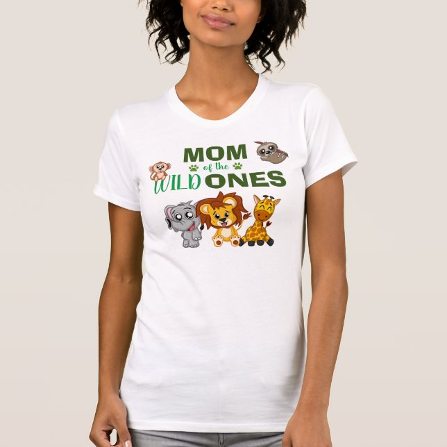 Wild One First Birthday Jungle Safari Zoo Twin Mom T-Shirt (Front)