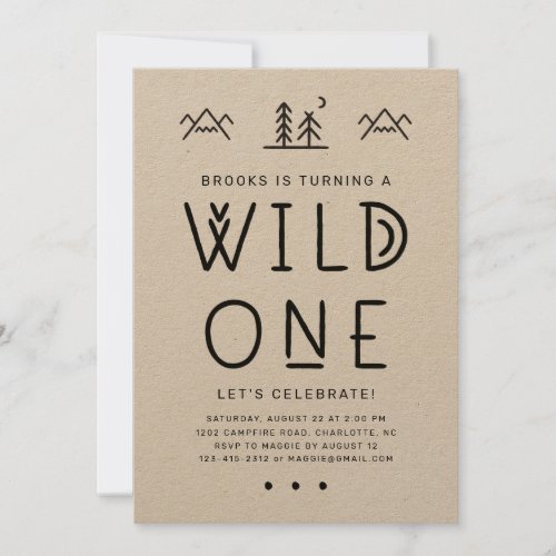 Wild One First Birthday Kraft Invitation