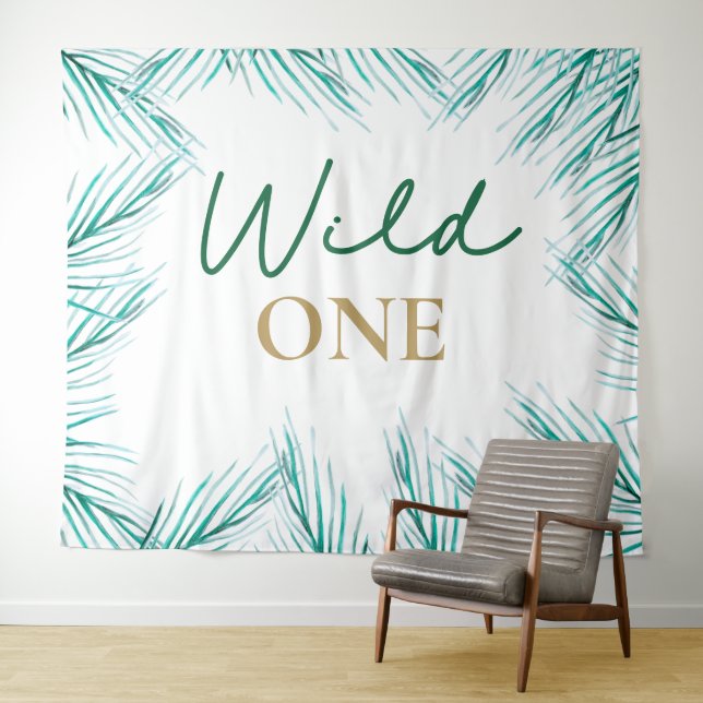 Wild One first Birthday leaves Photo Backdrop  (In Situ (Horizontal))