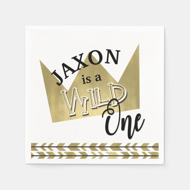 Wild One First Birthday Napkins (Front)