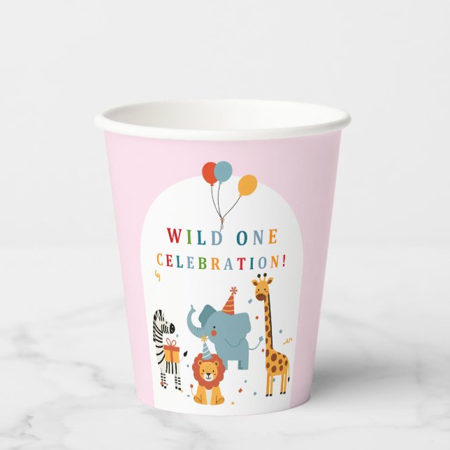 Wild One First Birthday Paper Cups (Front)