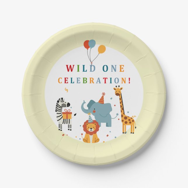 Wild One First Birthday Paper Plates (Front)