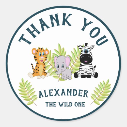 Wild One First Birthday Party Favor Thank You Classic Round Sticker