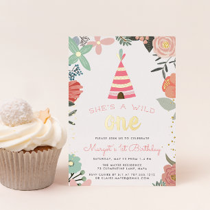 Wild One First Birthday Party Foil Invitation