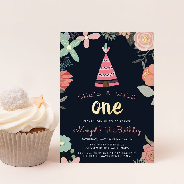 Wild One | First Birthday Party Foil Invitation (Creator Uploaded)