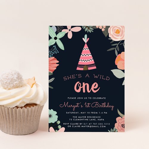 Wild One  First Birthday Party Invitation