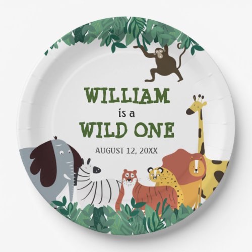 Wild One First Birthday Party Jungle Safari  Paper Plates - Wild One Jungle Safari Photo First Birthday party paper plates featuring cute wild animals. Designed by Thisisnotme©