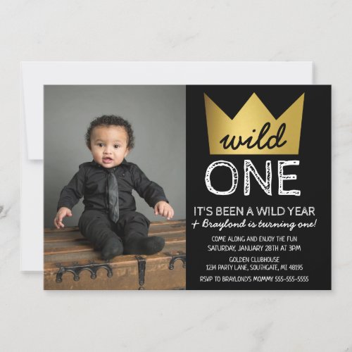 Wild One First Birthday Photo Invitation