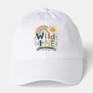 Wild One First Birthday Rainbow and Sun Party Baby Hat