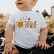 Wild One First Birthday Rainbow And Sun Party  Baby T-shirt at Zazzle