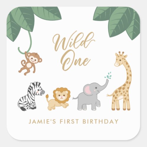 Wild One First Birthday  Square Sticker