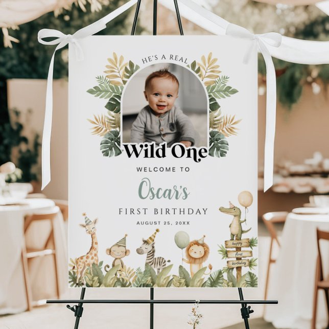 Wild One First Birthday Welcome Sign Safari Boy (Creator Uploaded)