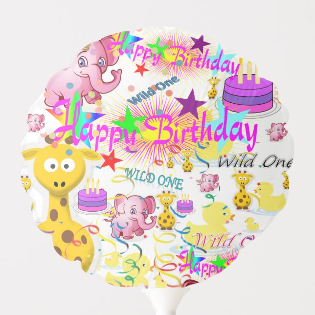 Wild One First Happy Birthday Balloons (Front)