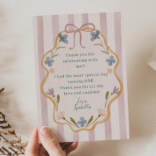 Wild One Floral Boho Thank You Card Girl