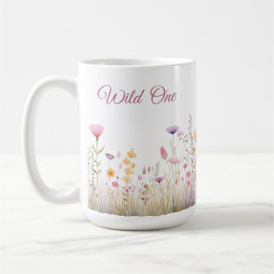 Wild One Floral Cup, Wildflower Garden, Pink Tones Coffee Mug