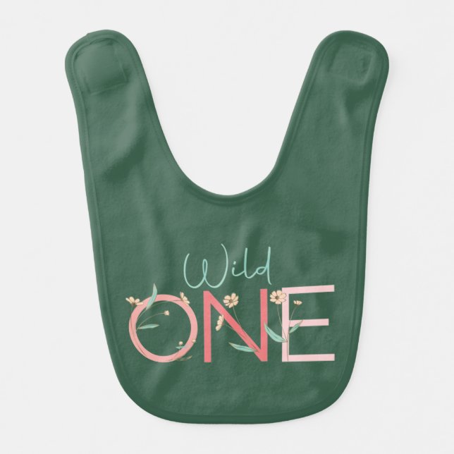 Wild One Floral First Birthday Bib (Front)