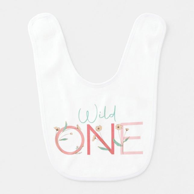 Wild One Floral First Birthday Bib (Front)