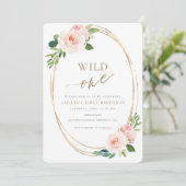 Wild One Floral First Birthday Invitation Girl (Standing Front)