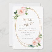 Wild One Floral First Birthday Invitation Girl (Front)