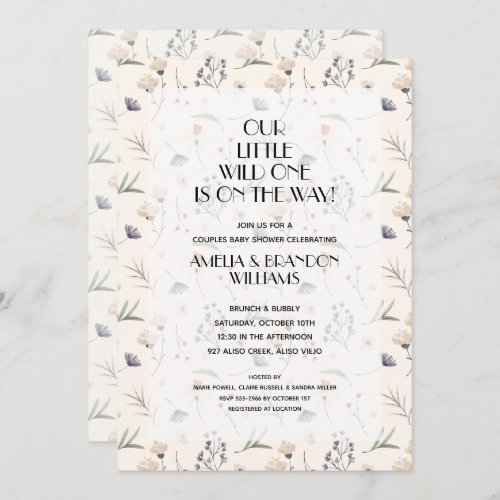 Wild One Floral Neutral Baby Shower Invitation