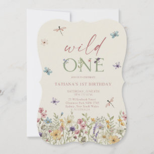 Wild One Floral Wildflower First Birthday Invitati Invitation