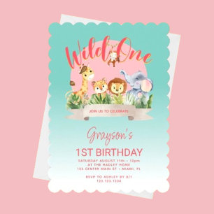 Wild One Florida Style 1st Birthday Invitation