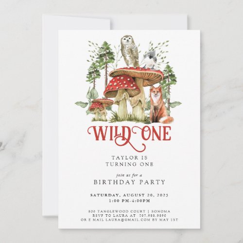 Wild One Forest Animals 1st Birthday Invitation