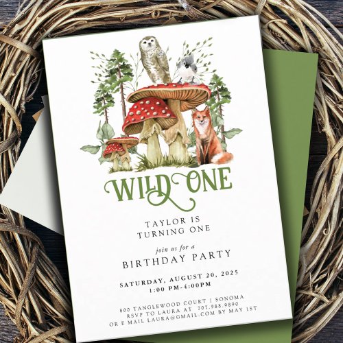 Wild One Forest Animals 1st Birthday Invitation