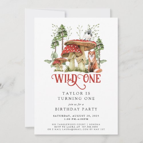 Wild One Forest Animals Mushrooms 1st Birthday