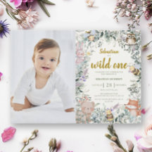 Wild One Forest Cute Animals Boho Boy 1st Birthday
