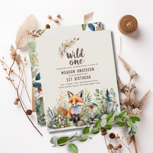 Wild One Fox Baby Woodland Animals 1st Birthday