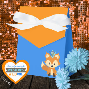 Wild One Fox Blue & Orange Treat Favor Boxes