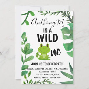Wild ONE friendly Frog 1st Birthday Invitation