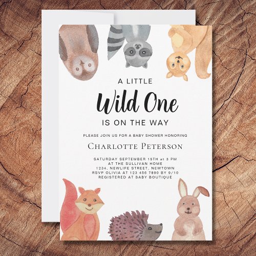 Wild One Gender_Neutral Animals Baby Shower Invitation