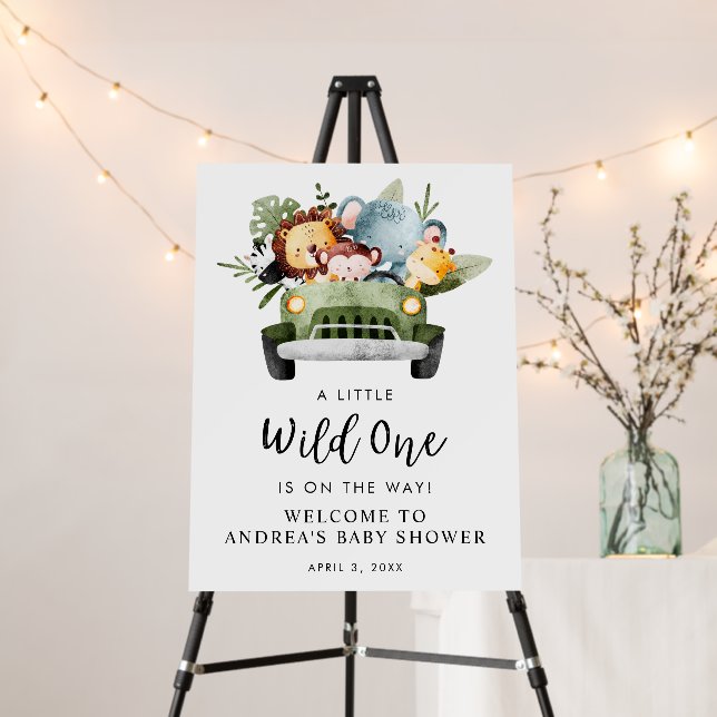 Wild One Gender Neutral Baby Shower Welcome Sign (In Situ (Stand))