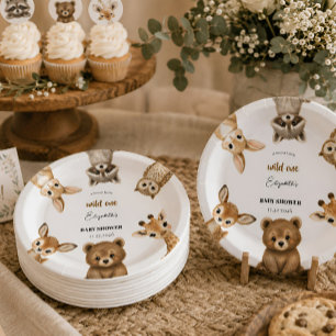 Wild One Gender Neutral Safari Baby Shower Paper Plates