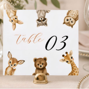 Wild One Gender Neutral Safari Baby Shower Table Number